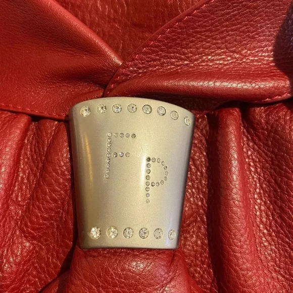 Fabrizio poker red leather satchel handbag - Picture 3 of 11